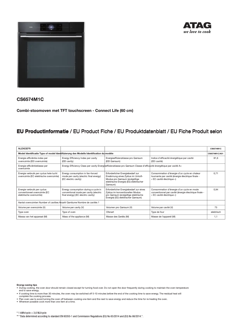 First page image of the manual for CS6574M1C
