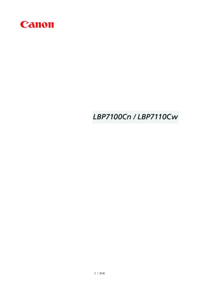 First page image of the manual for i-Sensys LBP7110Cw