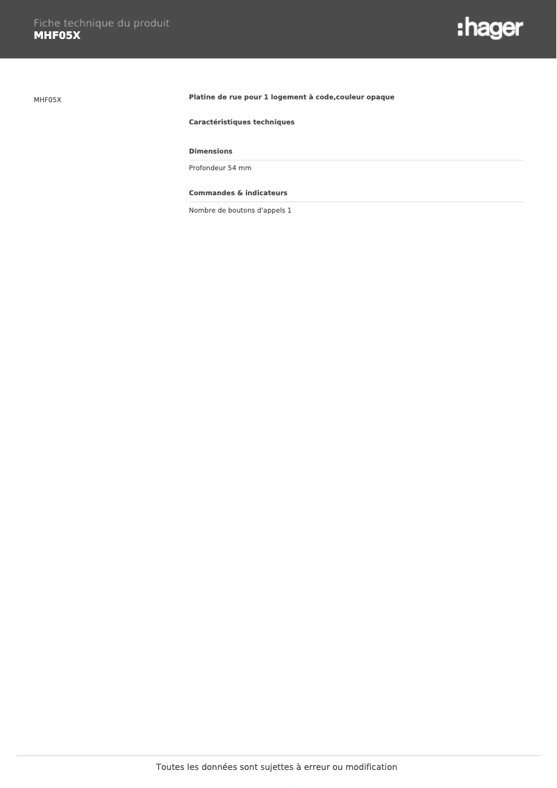 Image de la première page du manuel de l'appareil MHF05X