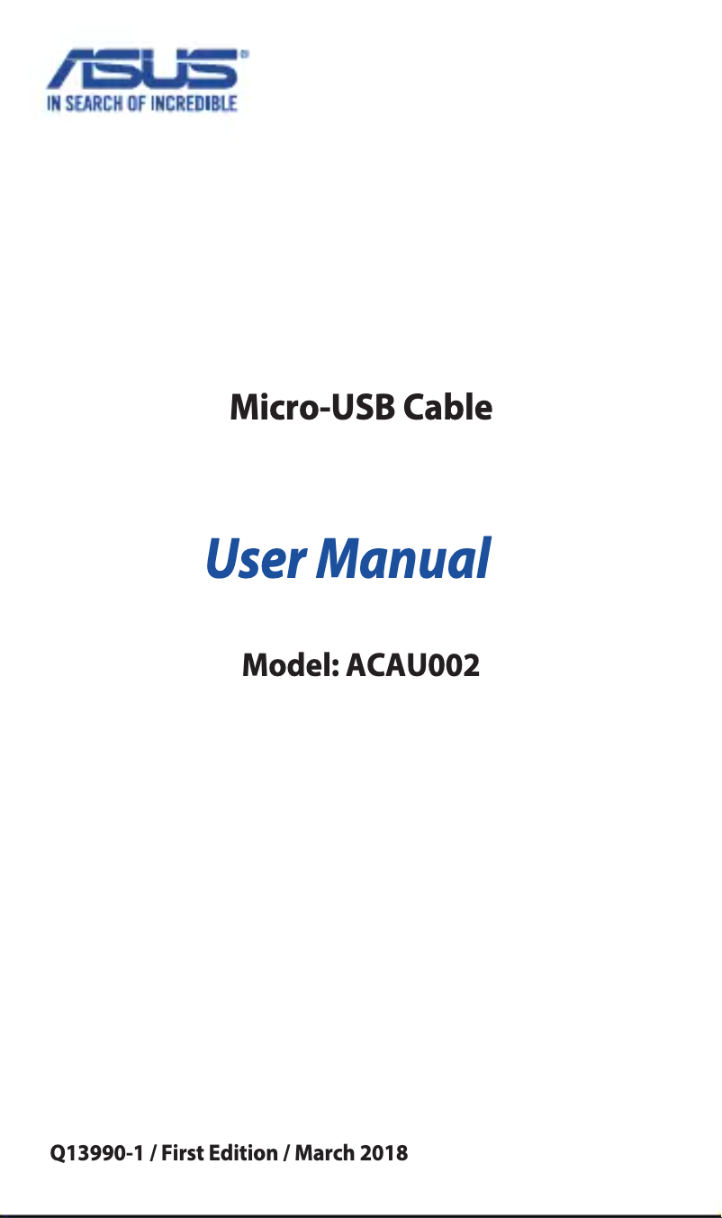 First page image of the manual for Micro-USB Cable