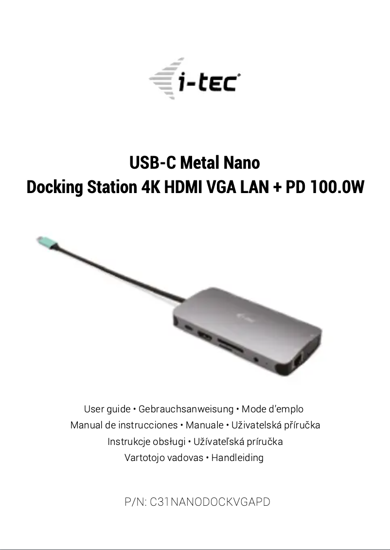 Page 1 of the manual User Manual i-TEC C31NANODOCKVGAPD