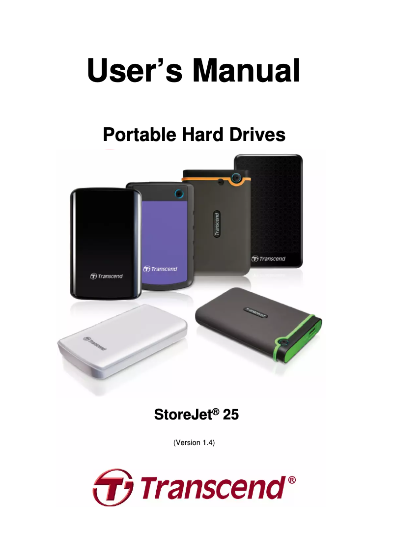 First page image of the manual for StoreJet 25