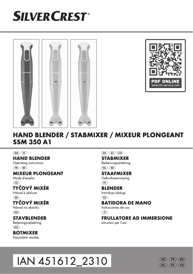 First page image of the manual for SSM 350 A1