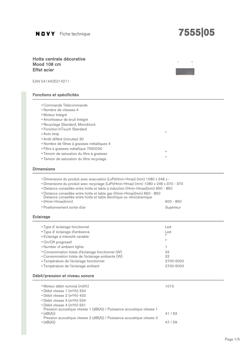First page image of the manual for Mood 7555