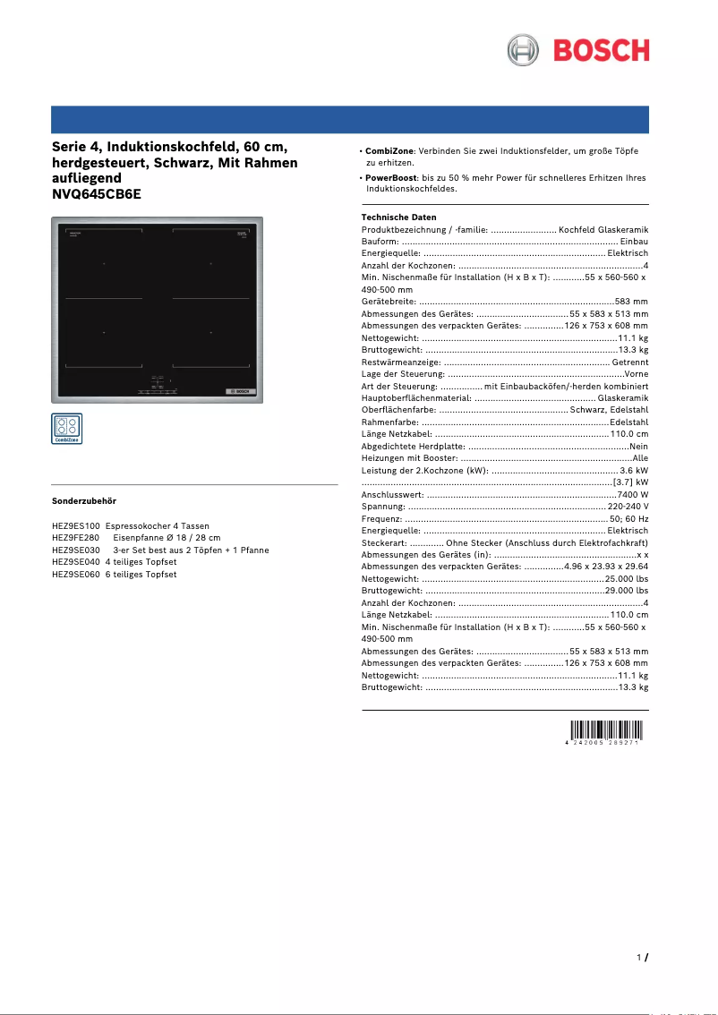 First page image of the manual for NVQ645CB6E