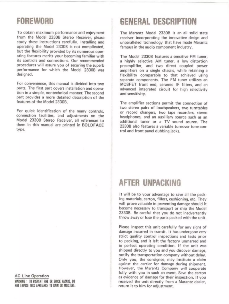 First page image of the manual for Model 2330-B