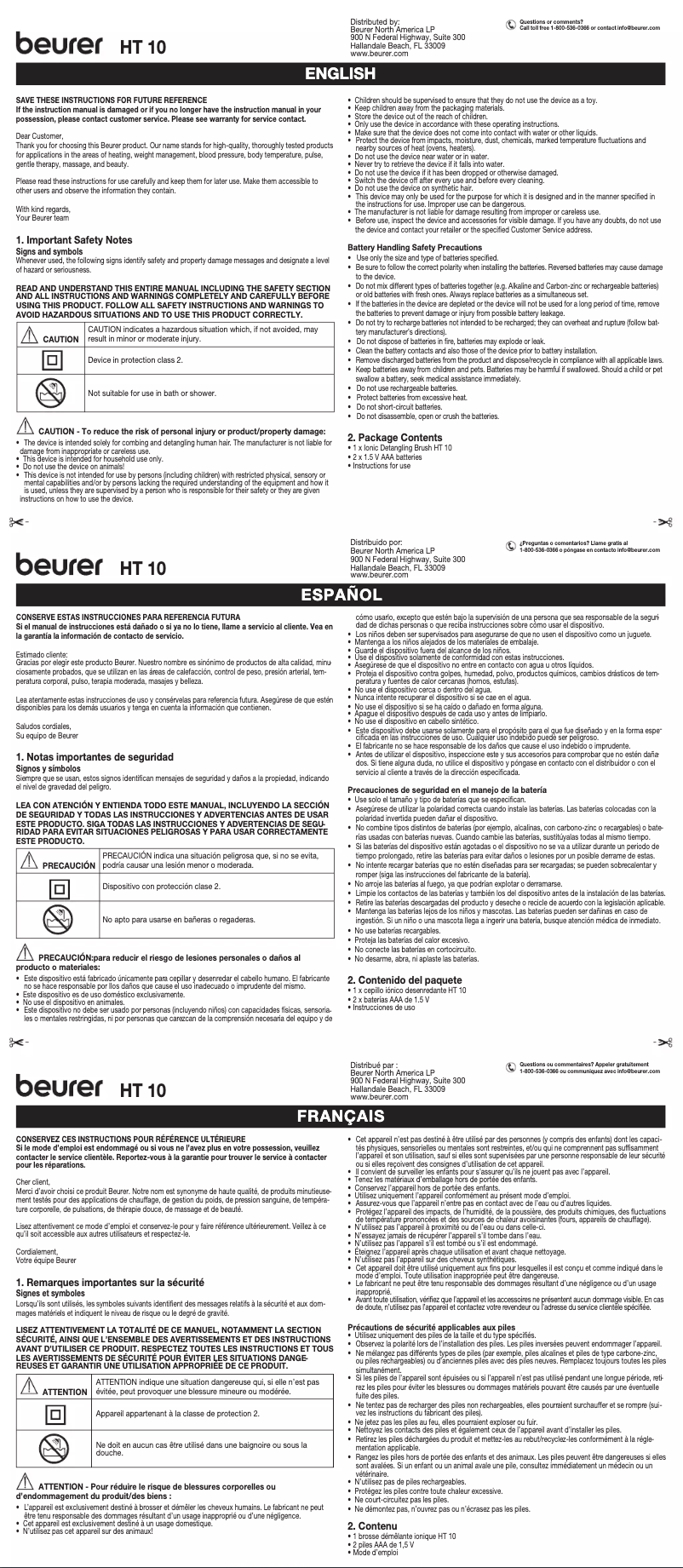 Page 1 of the manual User Manual Beurer HT 10