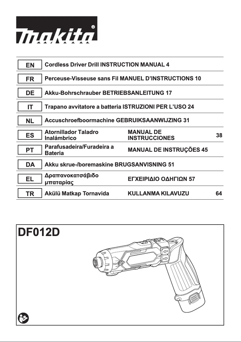 Page 1 of the manual User Manual Makita DF012