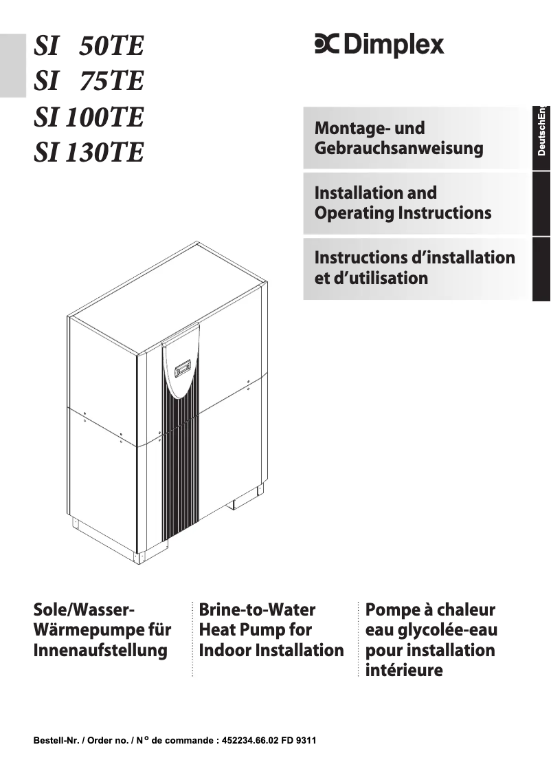 Page 1 of the manual User Manual Dimplex SI100TE