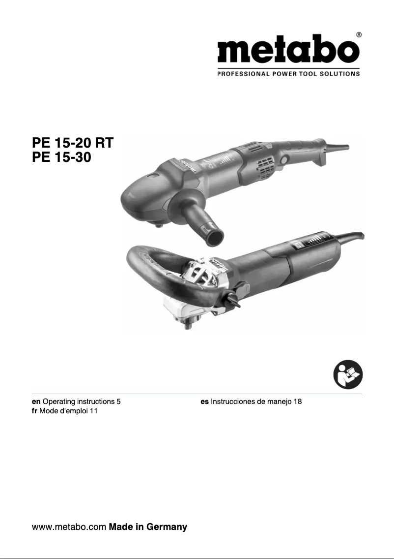 Page 1 of the manual User Manual Metabo PE 15-30