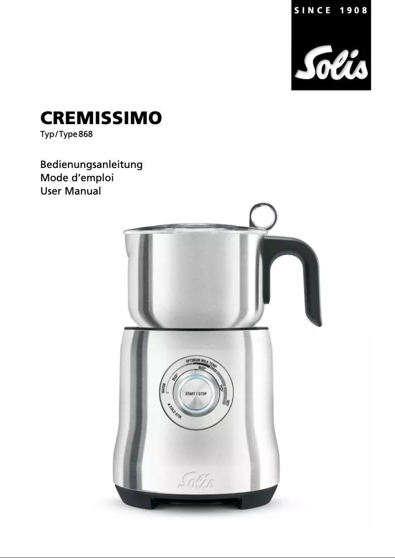 Page 1 of the manual User Manual Solis Cremissimo