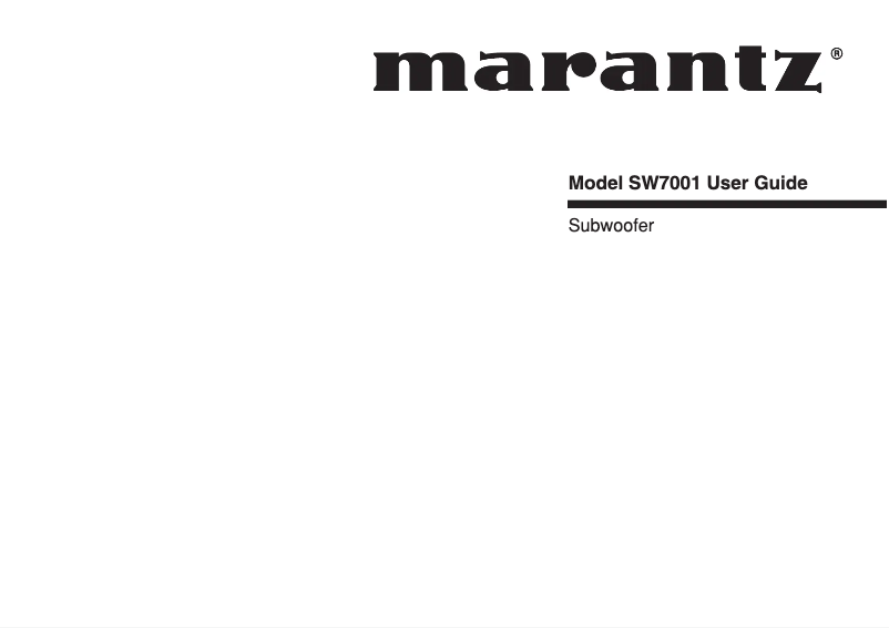 Page 1 of the manual User Manual Marantz SW7001