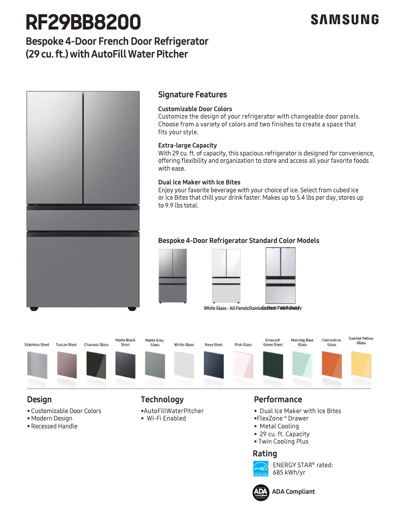 Page 1 of the manual Technical Sheet Samsung RF29BB8200QL
