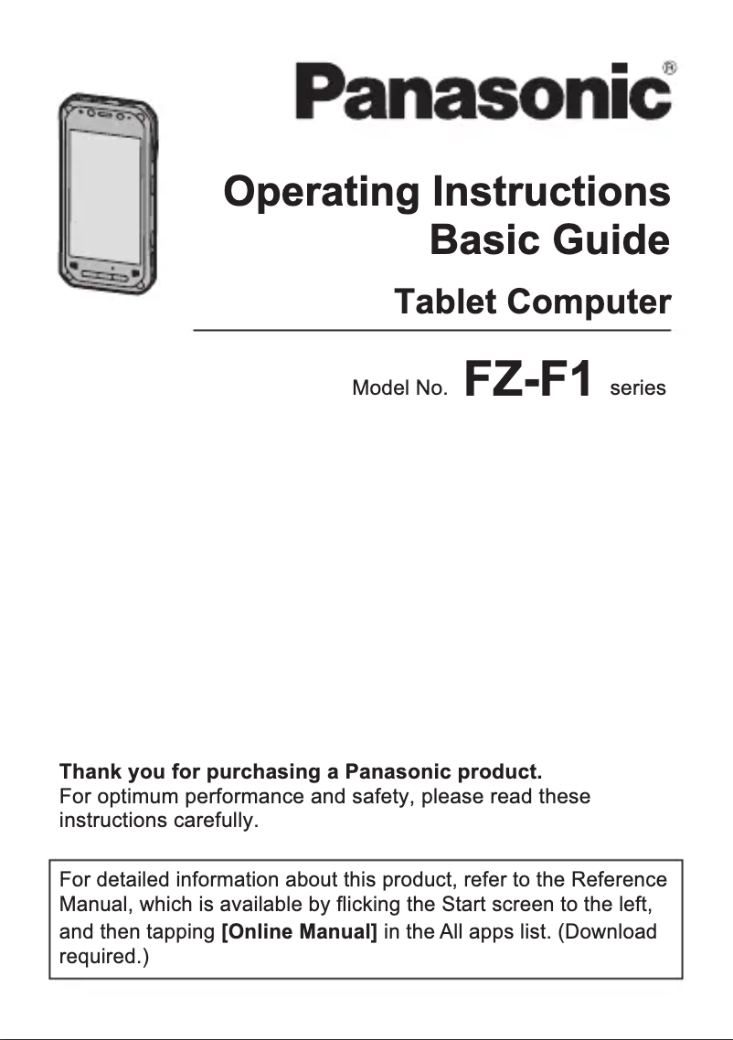 First page image of the manual for Toughpad FZ-F1