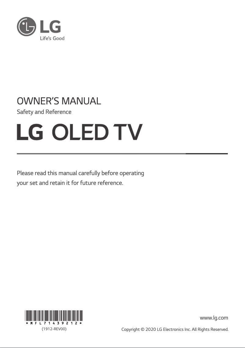 First page image of the manual for OLED48CXPTA