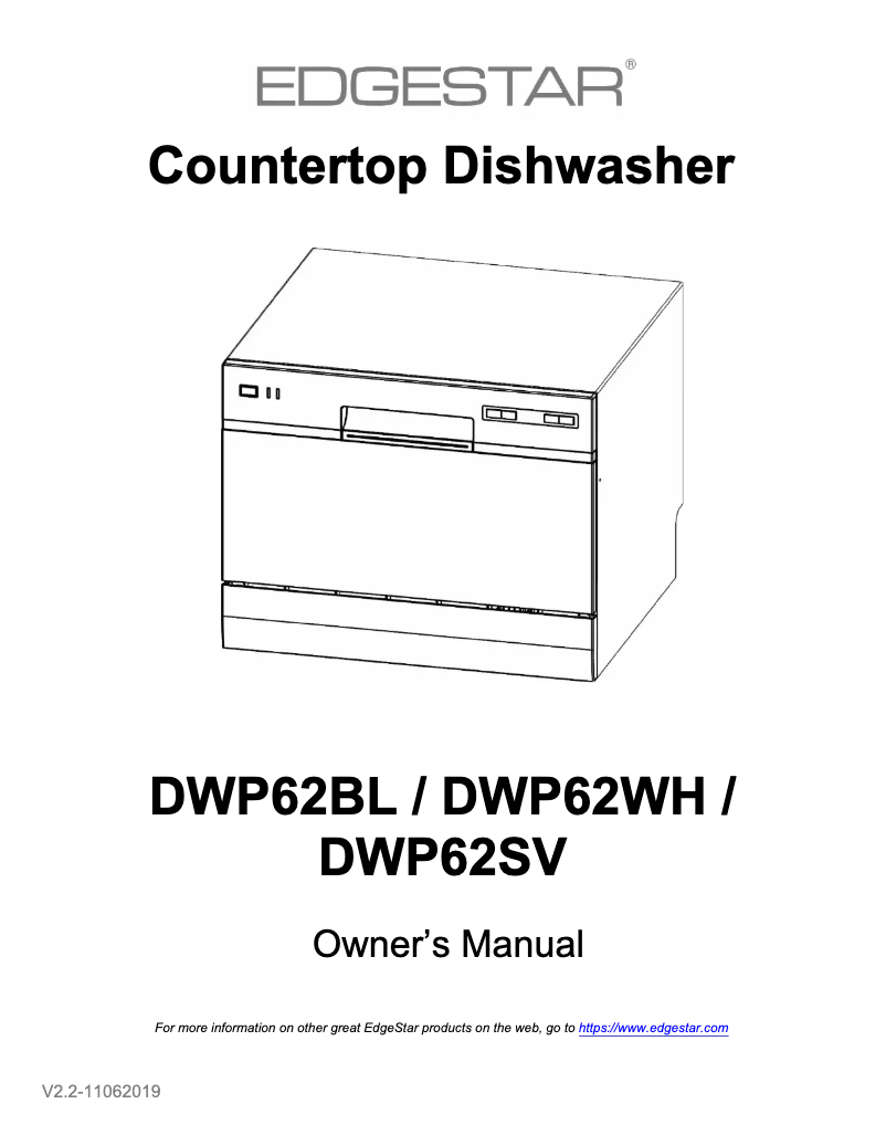 Page 1 of the manual Installation Guide EdgeStar DWP62