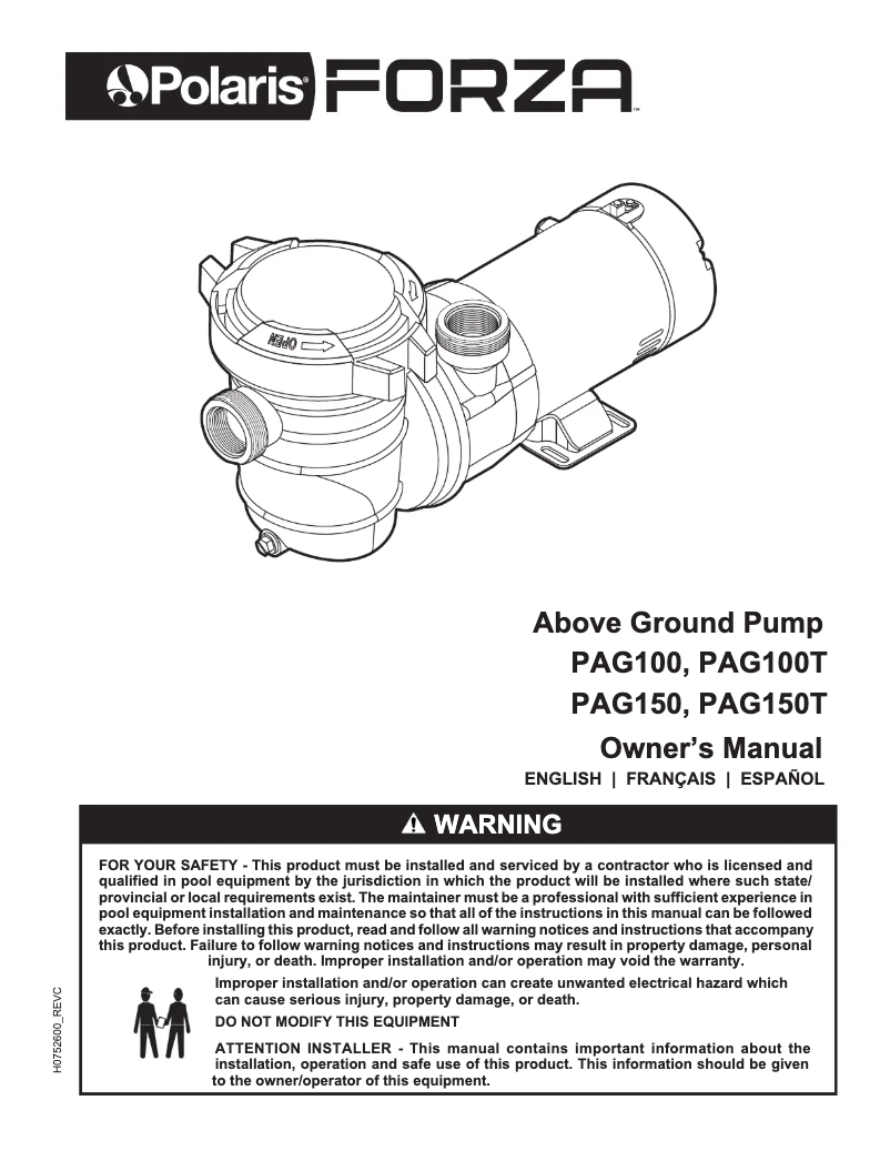 First page image of the manual for Prestige