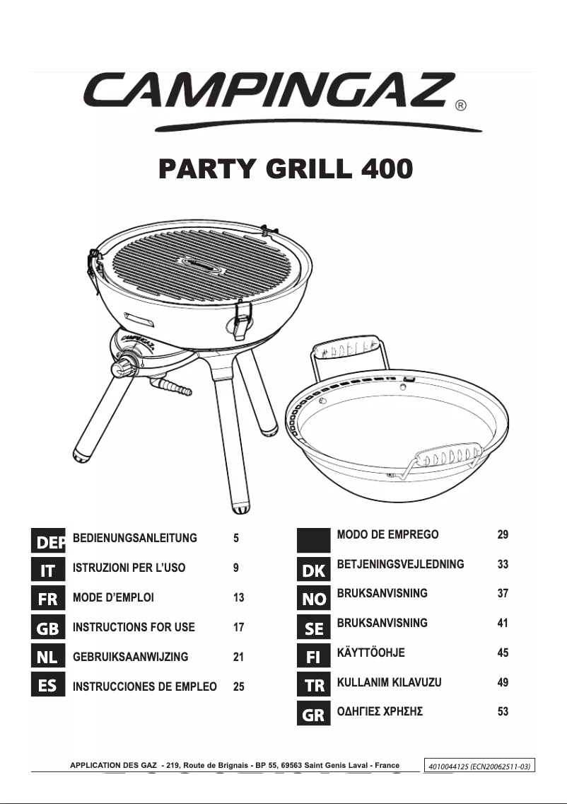 Page 1 of the manual User Manual Campingaz Party Grill 400