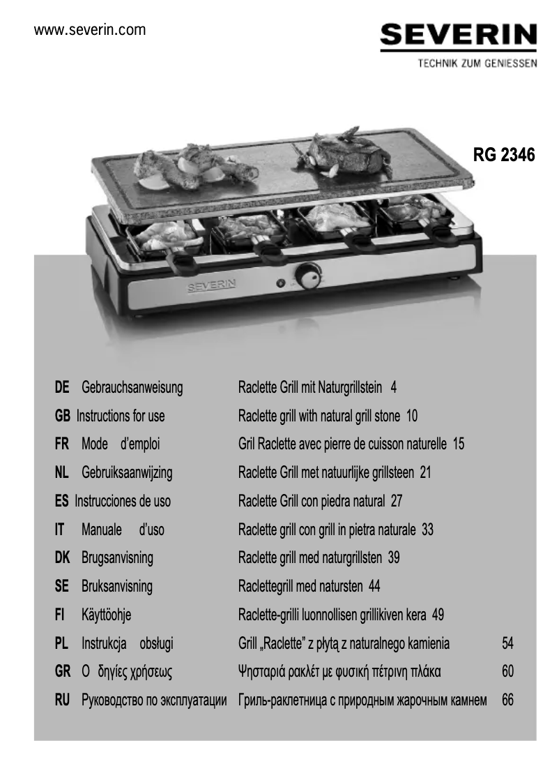 Page 1 of the manual User Manual Severin RG 2346