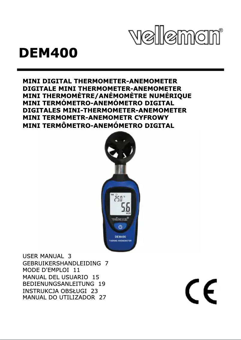 Image de la première page du manuel de l'appareil DEM400