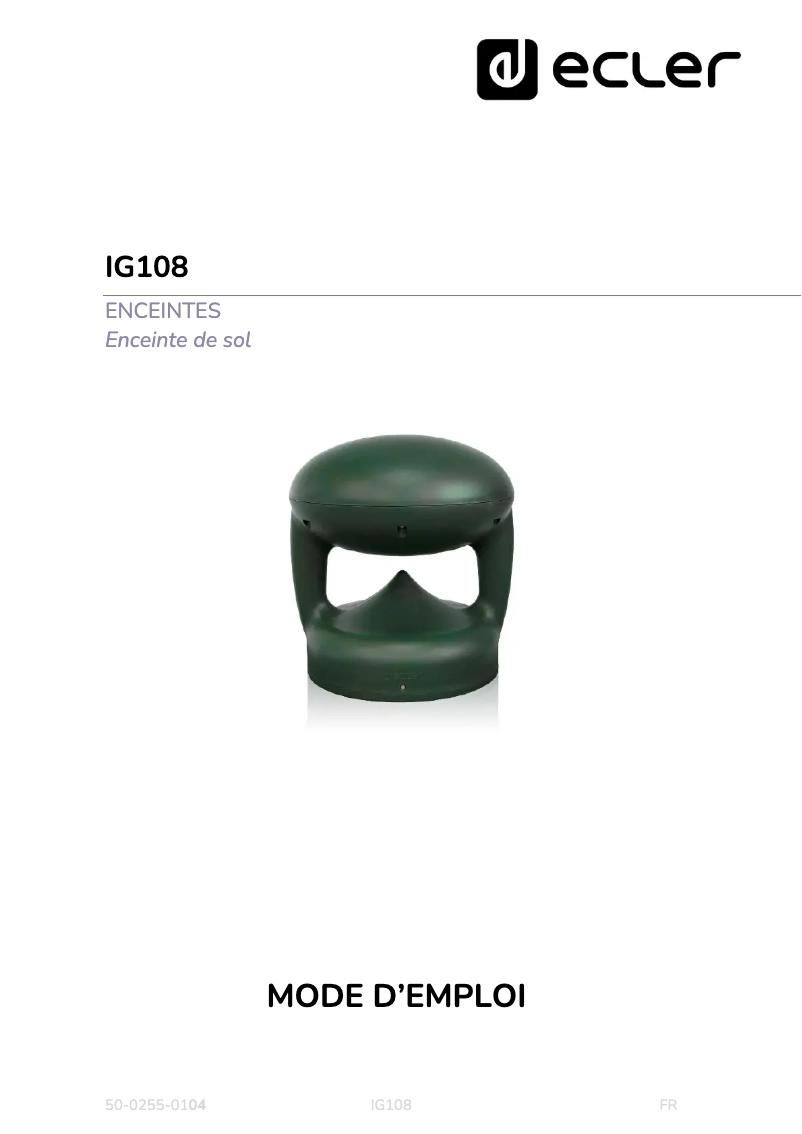 Page 1 de la notice Manuel utilisateur Ecler IG108