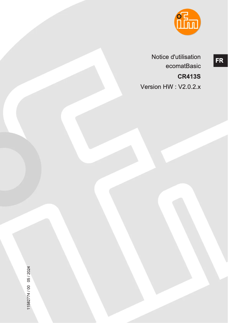 Page 1 of the manual User Manual IFM CR413S