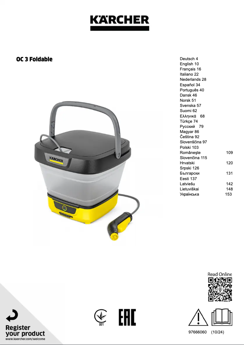 Page 1 de la notice Manuel utilisateur Kärcher OC 3 Foldable