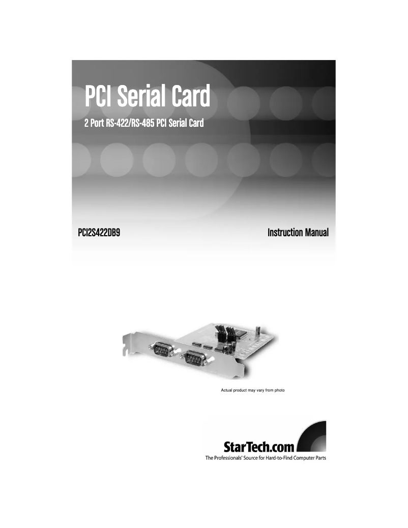 Page 1 of the manual User Manual StarTech.com PCI2S2PMC