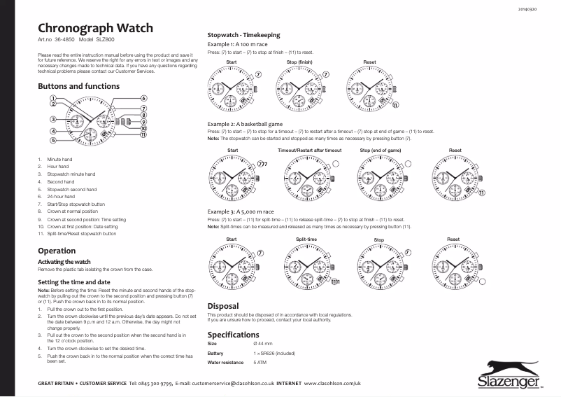 Page 1 of the manual User Manual Slazenger SLZ800