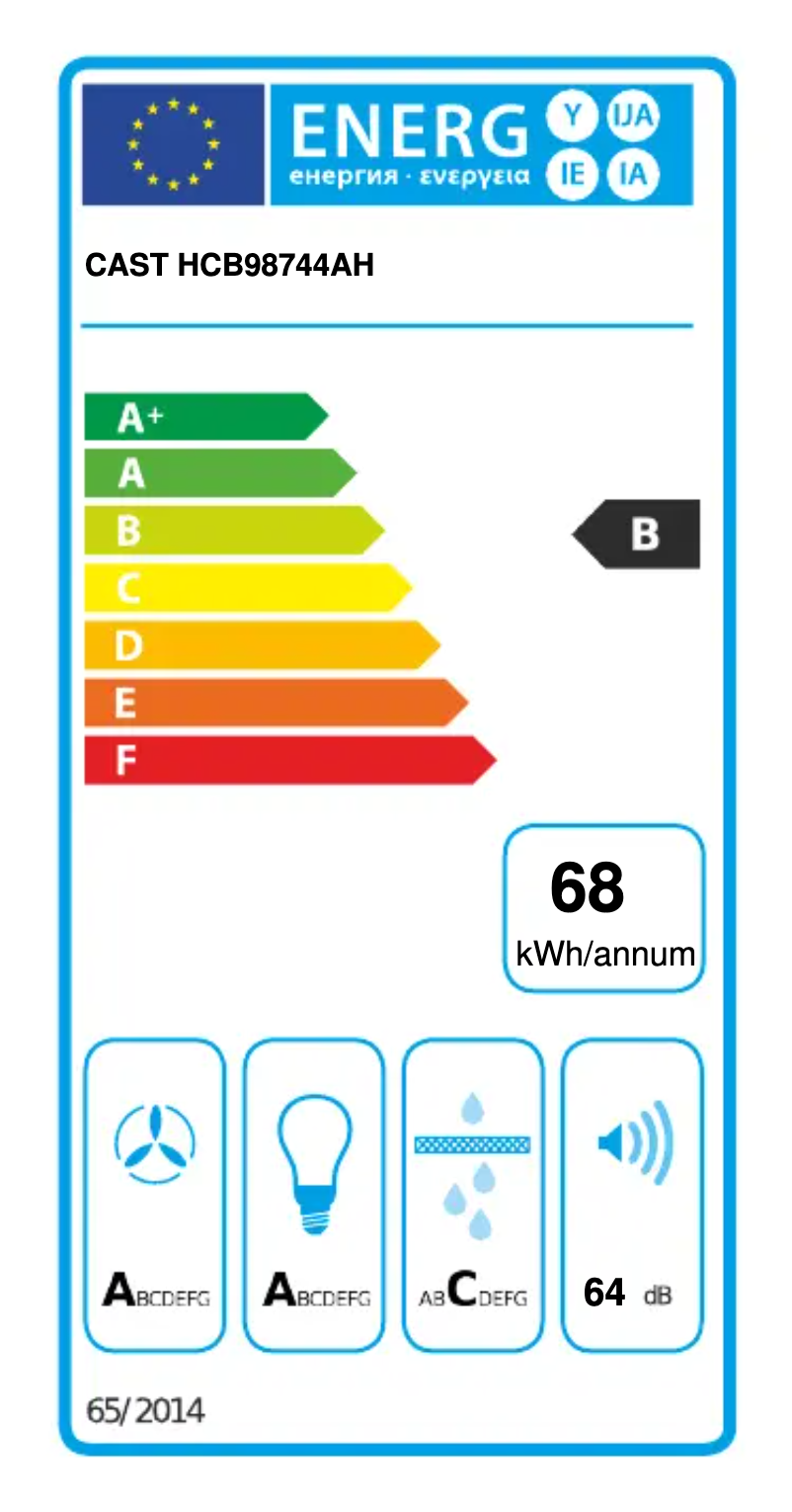 Page 1 of the manual Energy Label Beko HCB98744AH
