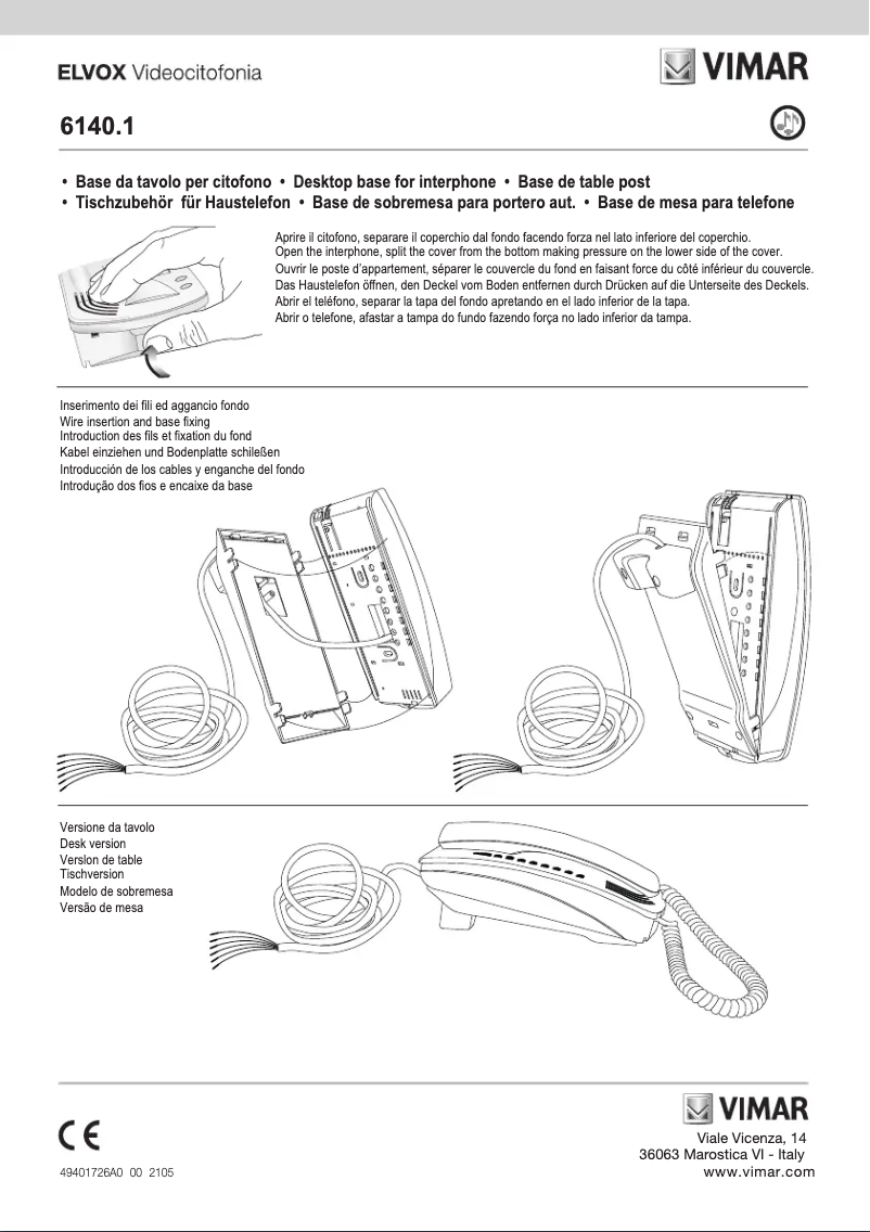 Page 1 of the manual User Manual Vimar ELVOX 6140.1