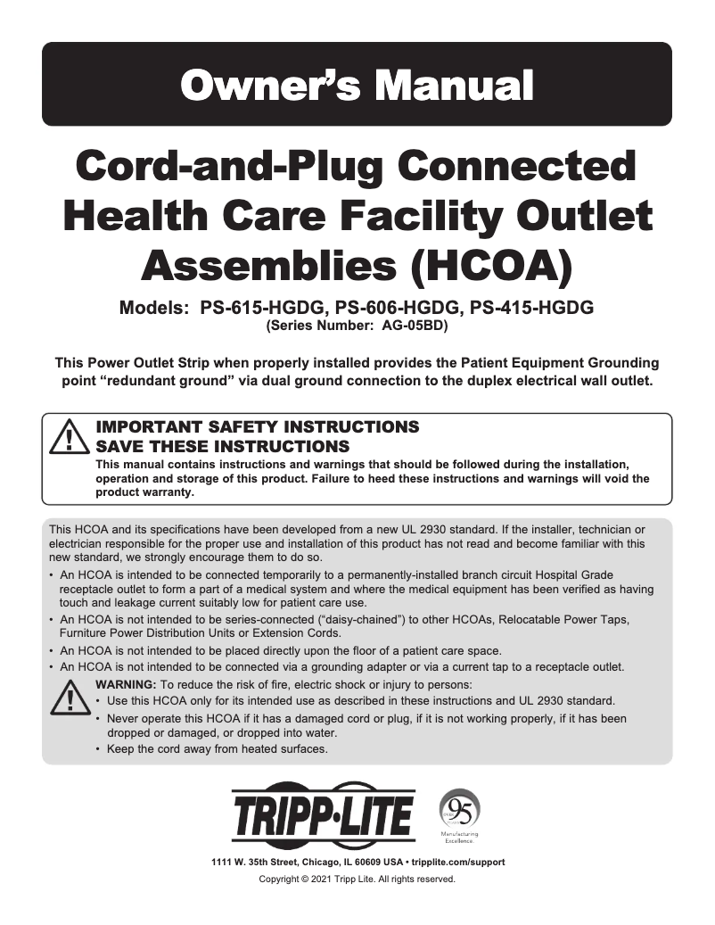 First page image of the manual for PS-615-HGDG