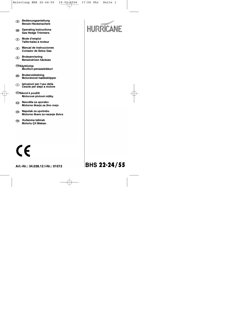 First page image of the manual for BHS 22-24/55