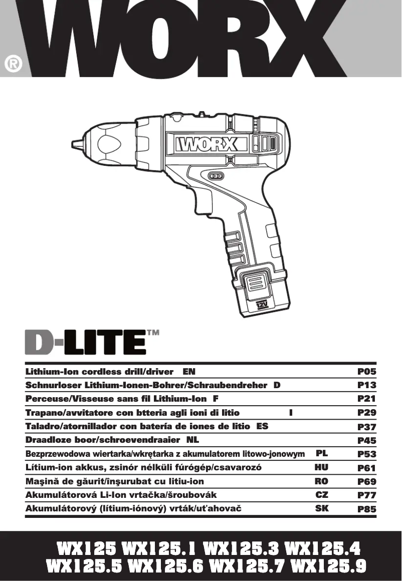 Page 1 of the manual User Manual Worx D-Lite WX125.9