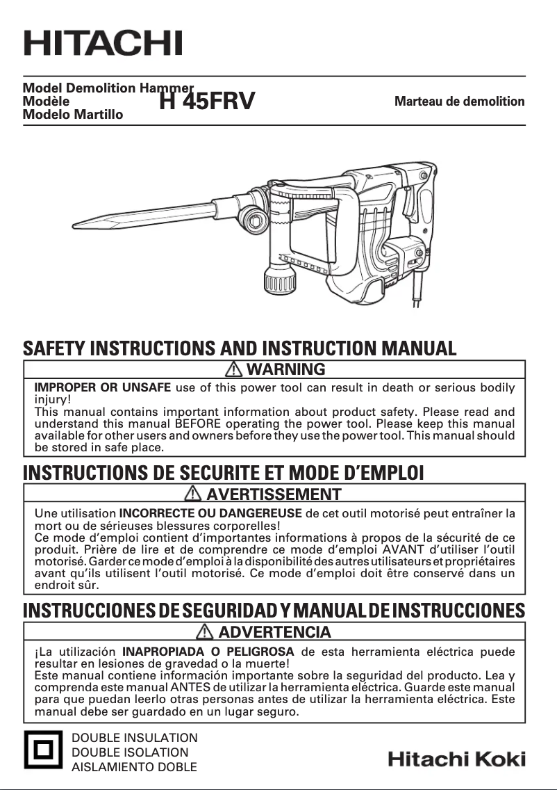 First page image of the manual for H 45FRV