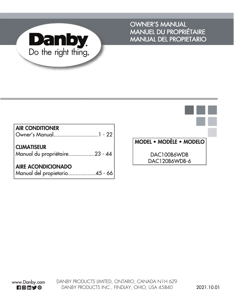 Page 1 of the manual User Manual Danby DAC120B6WDB-6