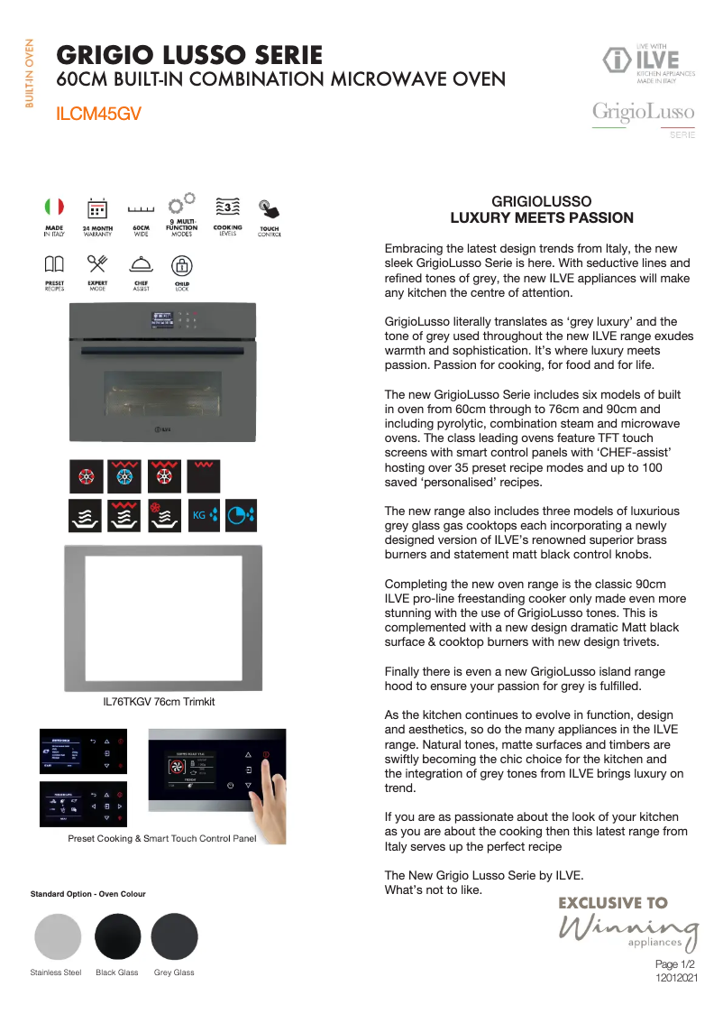 First page image of the manual for ILCM45GV