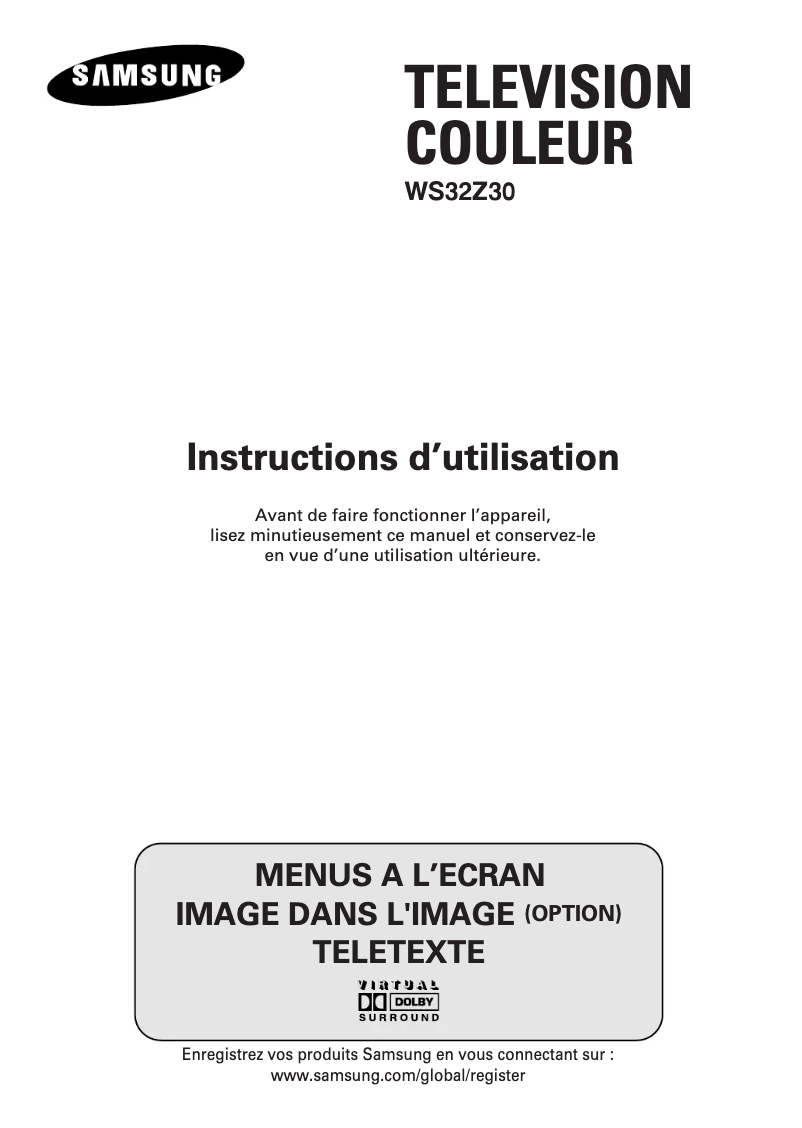 Page 1 of the manual User Manual Samsung WS-32Z30HE
