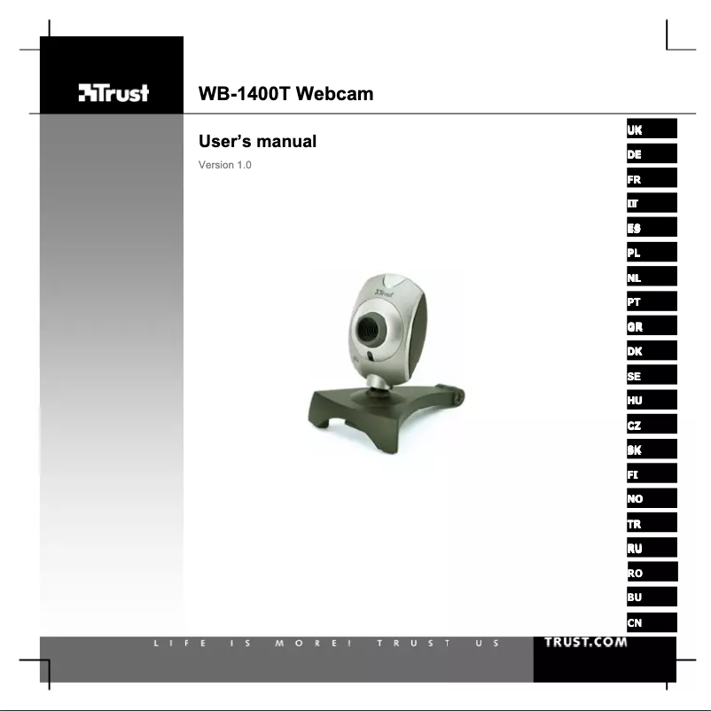 Page 1 of the manual User Manual Trust WB-1400T