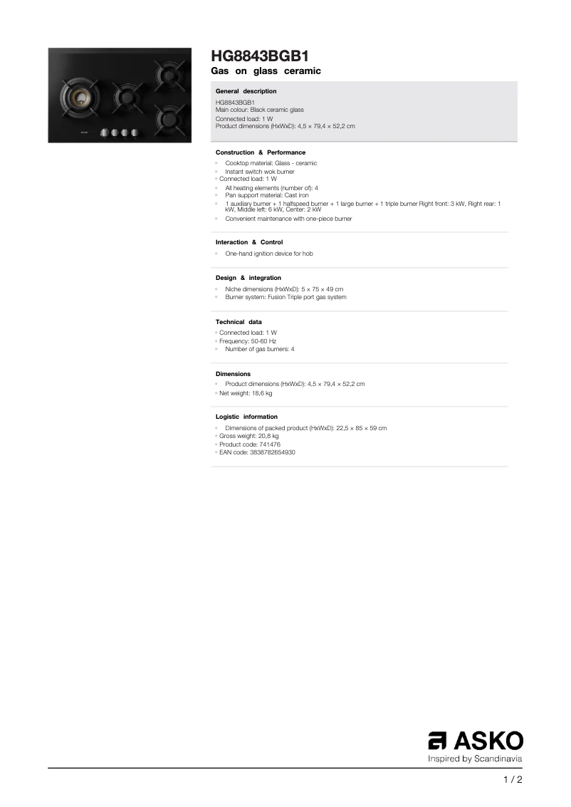 First page image of the manual for HG8843BGB1