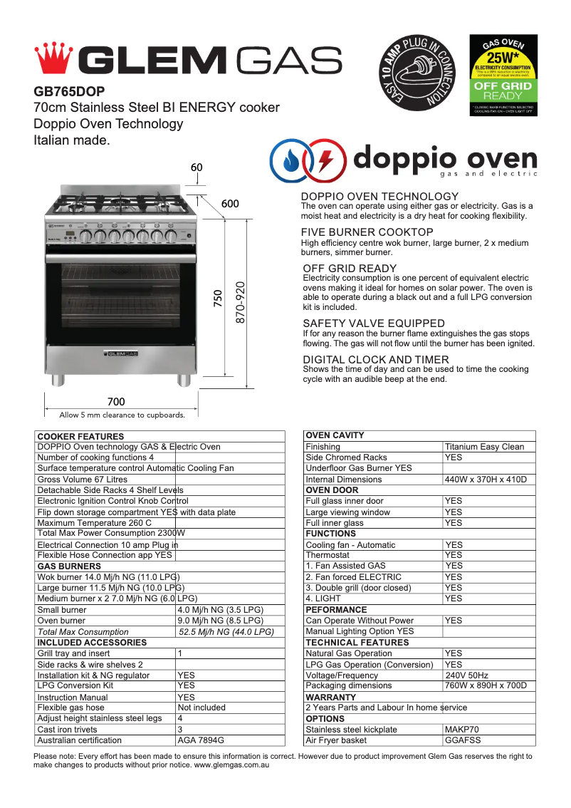 First page image of the manual for GB765DOP
