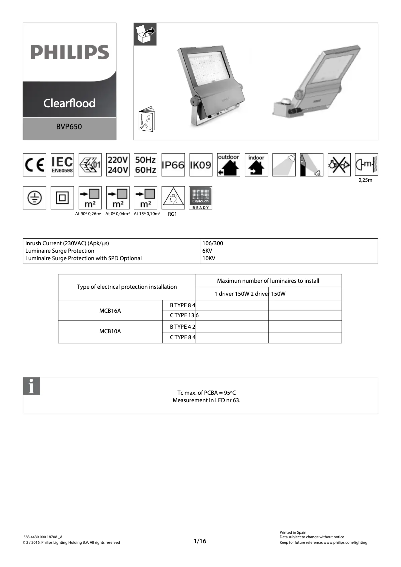 First page image of the manual for ClearFlood BVP650