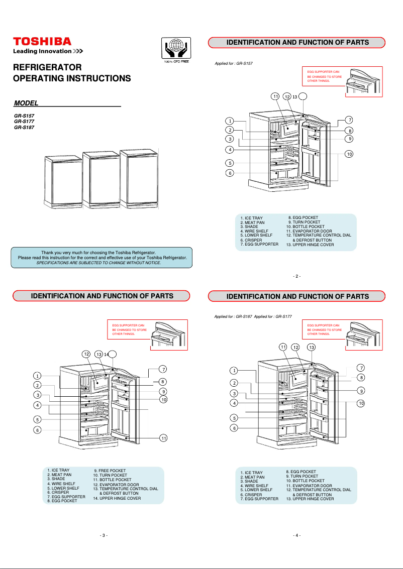 Page 1 of the manual User Manual Toshiba GR-S187
