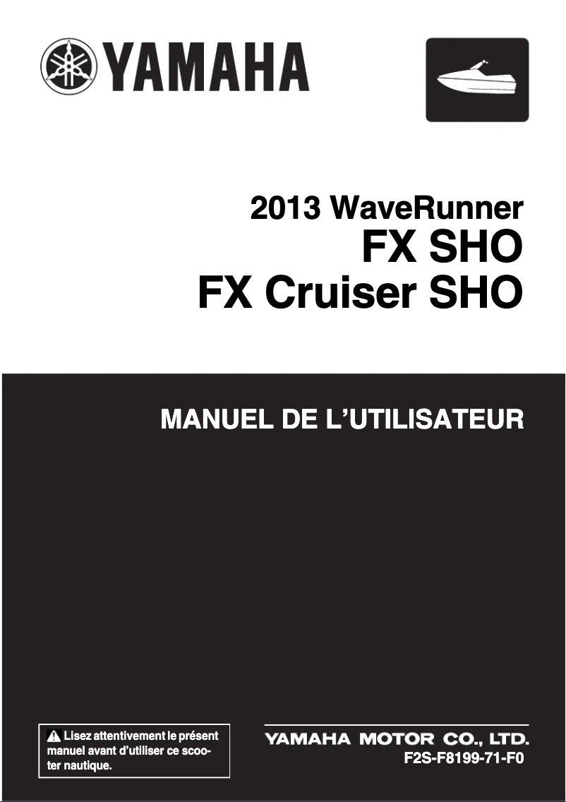 First page image of the manual for FX Cruiser HO (2013)