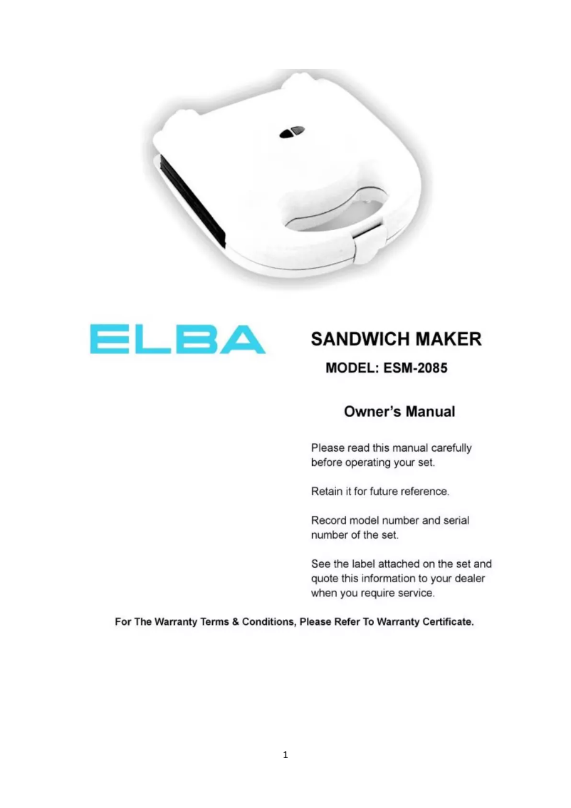 Page 1 of the manual User Manual Elba ESM-2085