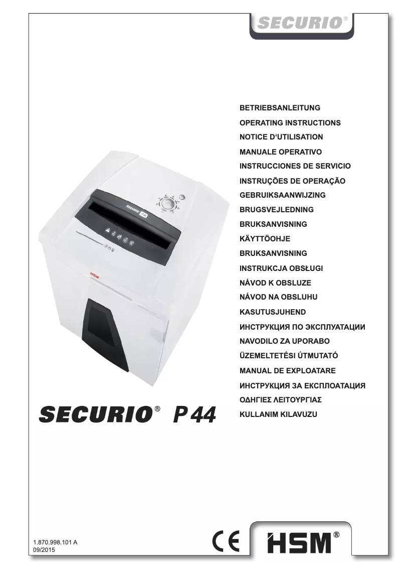 First page image of the manual for Securio P44