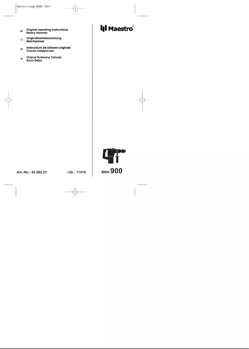 First page image of the manual for MRH 900