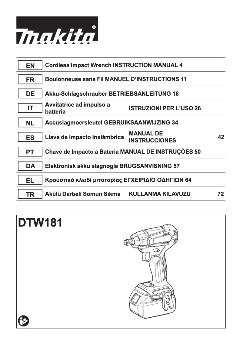Page 1 of the manual User Manual Makita DTW181