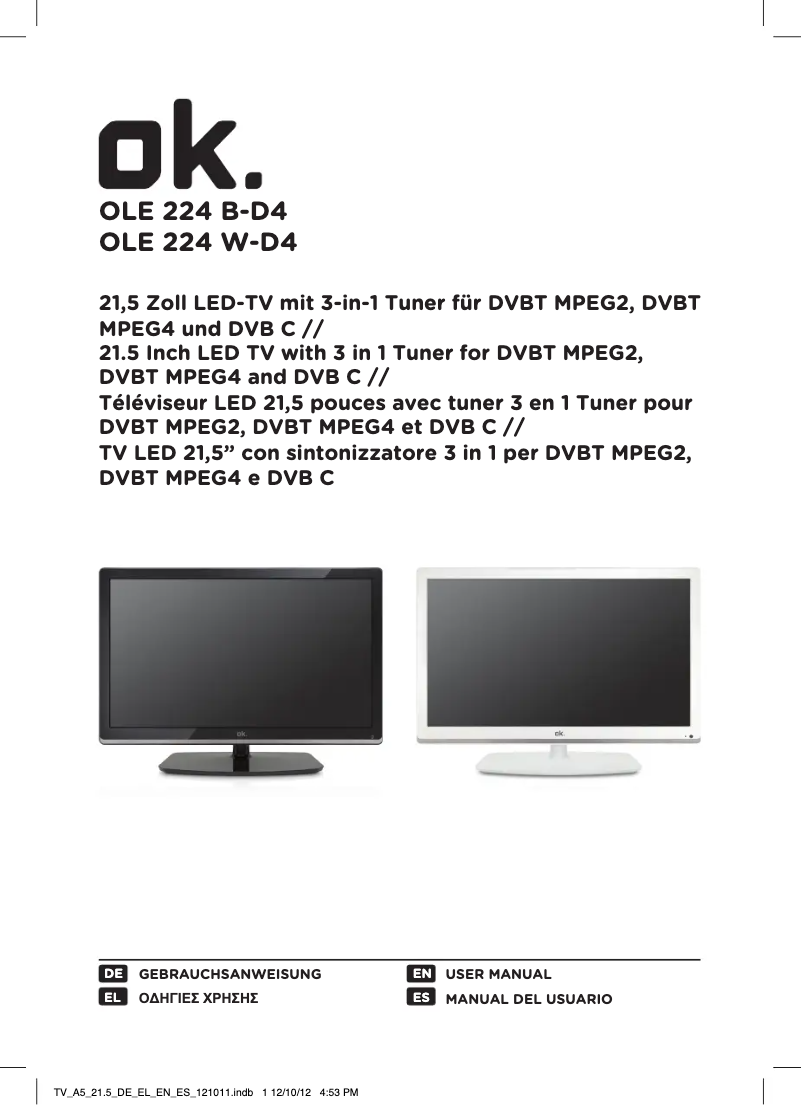 Page 1 of the manual User Manual OK OLE 224 B-D4