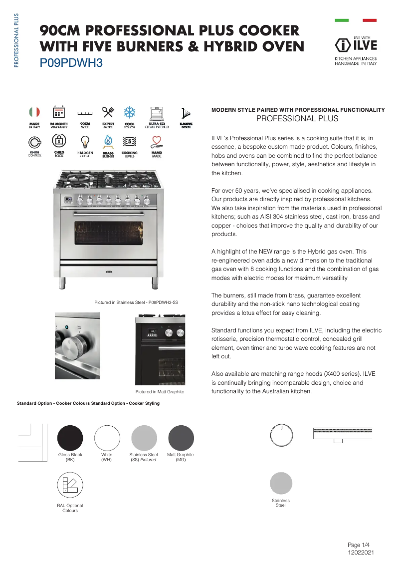 First page image of the manual for P09PDWH3WH
